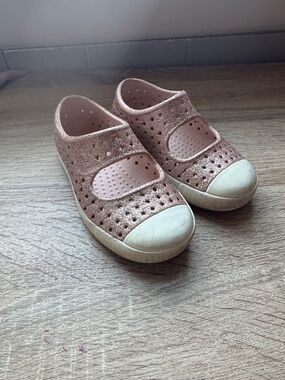 Native Kids Glitter Mary Jane Sneakers - Rose Gold